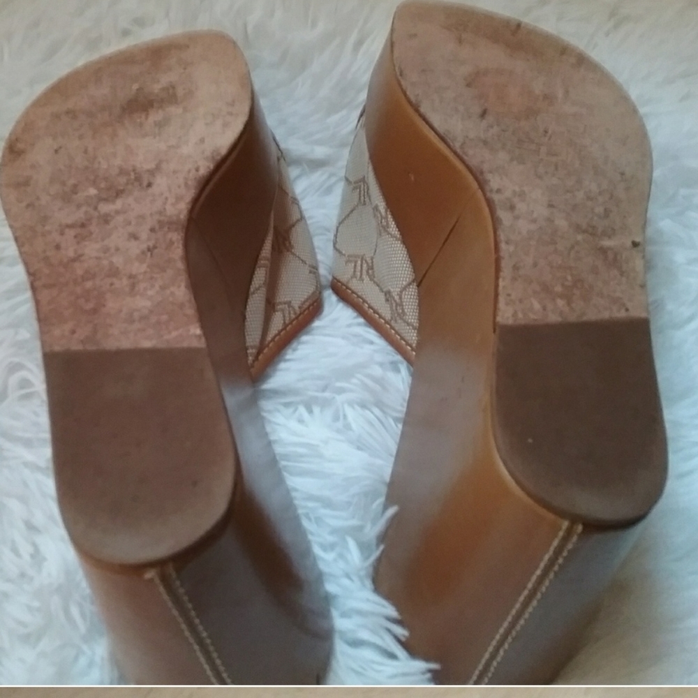 Vintage Lauren Ralph Lauren Mckayla Monogram Wedges - Picture 8 of 8